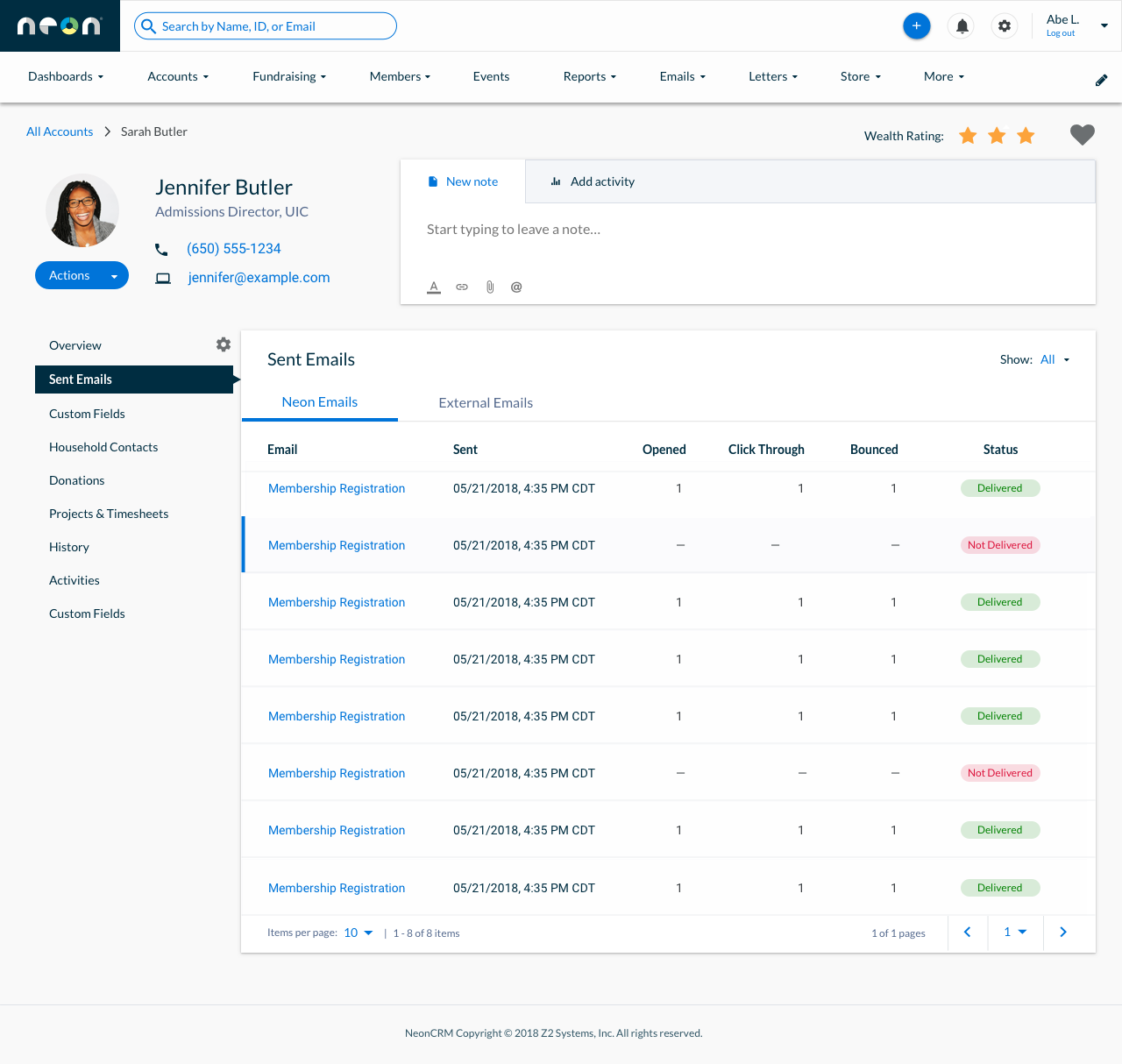 Account Detail Table - Preview Table